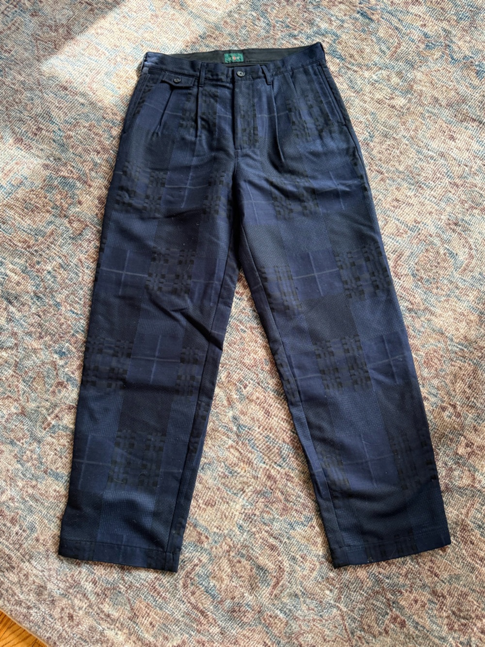 J. Crew Men's Dark Navy Plaid Dress Pants
